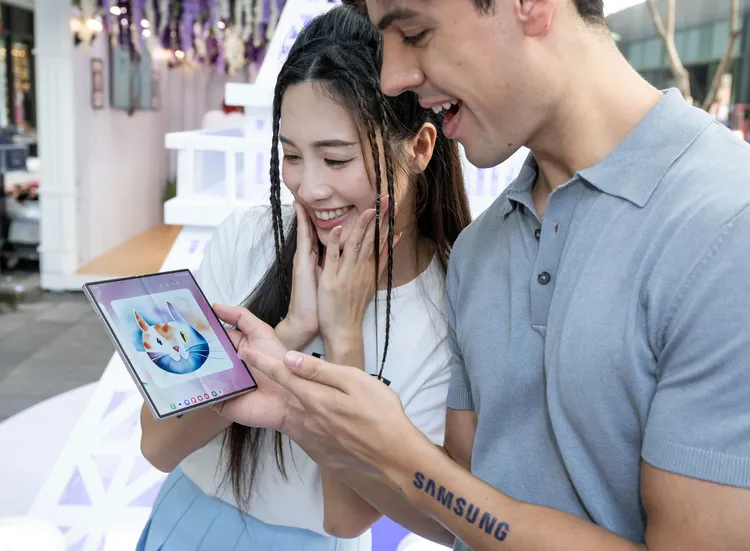 全新「塗鴉轉圖像」能透過AI將塗鴉或是手繪稿，轉化為擁有超高完成度的圖像作品。三星 提供。