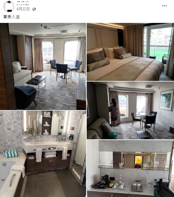 ▲犒賞自己一下！實際網友開箱豪華套房，室內空間真的超大！（photo from Facebook社團/ NCL挪威奮進號 郵輪 討論區）