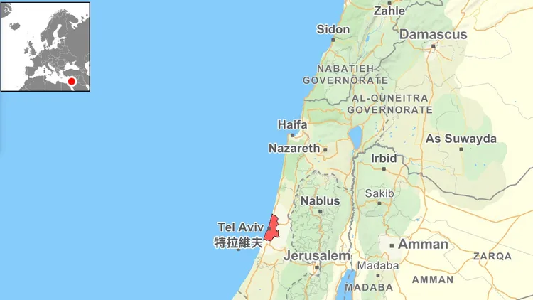 以色列首都特拉維夫。自製地圖