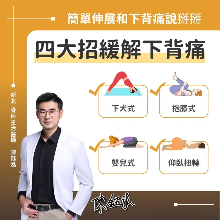 陳鈺泓醫師分享緩解下背痛4招。取自陳鈺泓醫師粉專