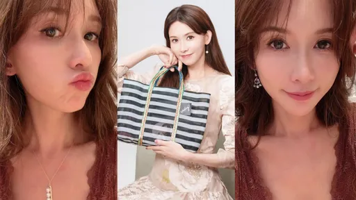 林志玲中秋放送嘟嘴自拍 性感蕾絲裝搭TASAKI珍珠賞圓月