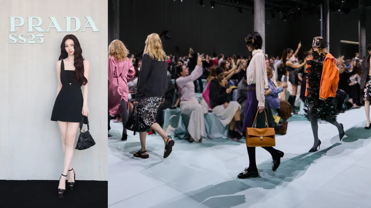 PRADA 2025春夏大秀展現古怪DNA，韓星Karina亮出AI美貌來「挑戰」演算法。品牌提供