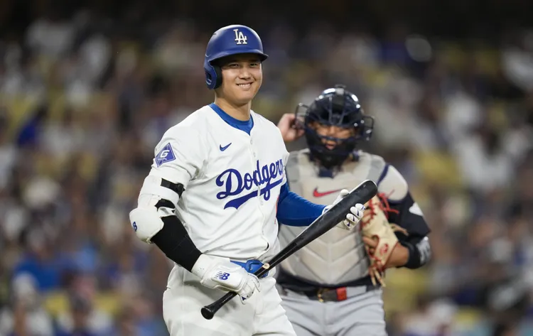 大谷翔平微笑。美聯社