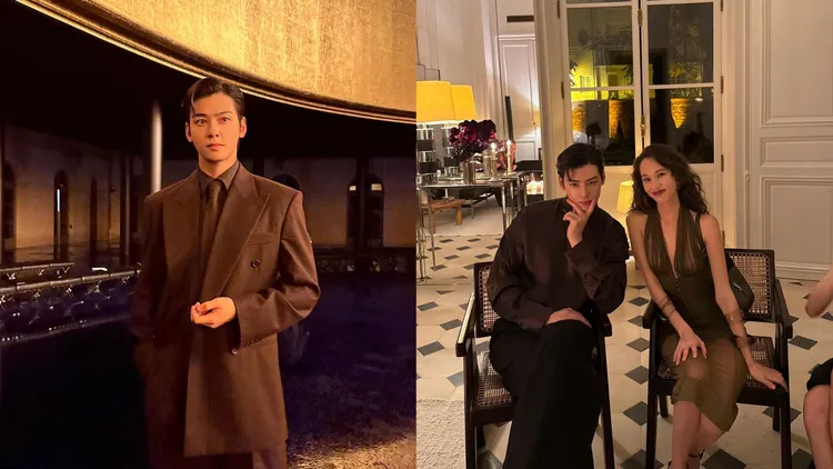 車銀優（左圖、右圖左）成為Saint Laurent全球品牌大使後，首度現身大秀，也在秀場與水原希子合影。翻攝車銀優IG