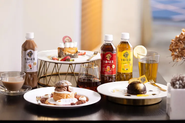 午後紅茶與日本藍帶甜點主廚折田將大合作推出快閃店幸福賞限定甜點。業者提供。業者提供