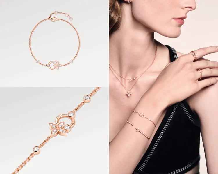 Idylle Blossom手鏈玫瑰K金及鑽石，13萬6000元。品牌提供