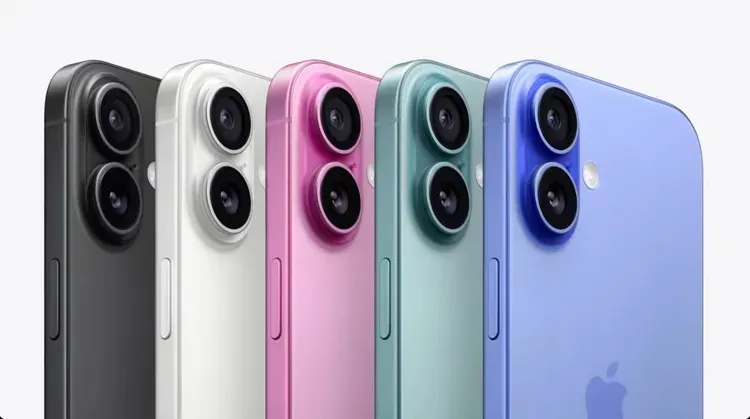 iPhone16 Plus共有黑、白、粉、綠、藍5色。翻攝蘋果官網