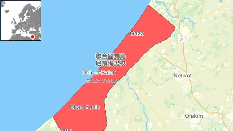 聯合國賈烏尼預備男校位於加薩中部紐瑟拉特難民營中。自製地圖