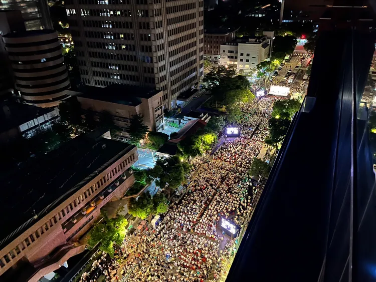 民眾黨號召支持者集結，圖為現場鳥瞰畫面。莊宗達攝