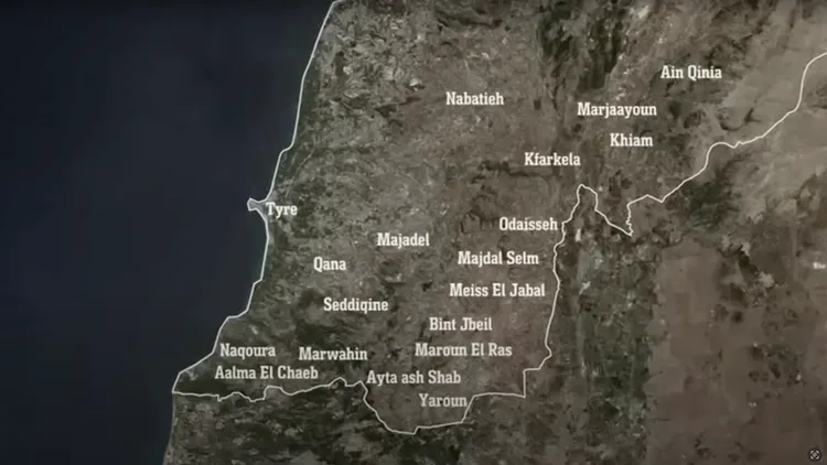 以色列國防軍公布藏有武器的黎巴嫩多個城市。翻攝自以色列國防軍