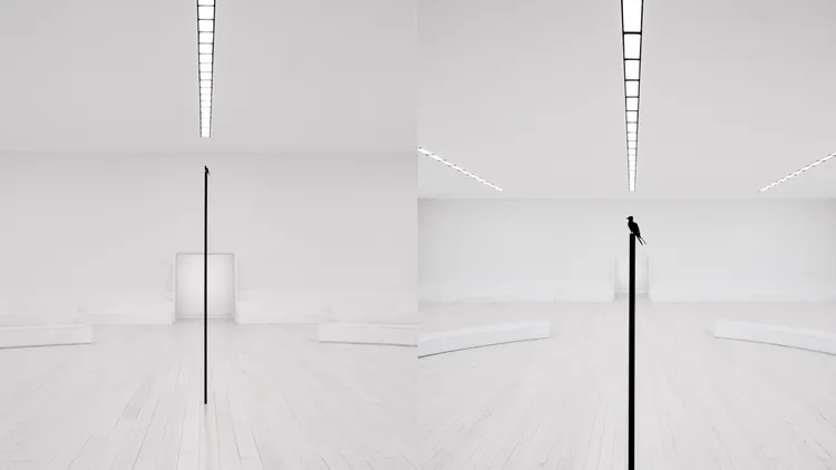 秀場中央有一隻青銅小鳥俯瞰全場。品牌提供