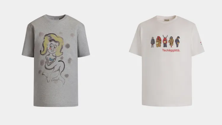 Bally美人魚短袖棉T（左）9200元、Bally Tschäggättä短袖棉T（右）1萬1200元。品牌提供