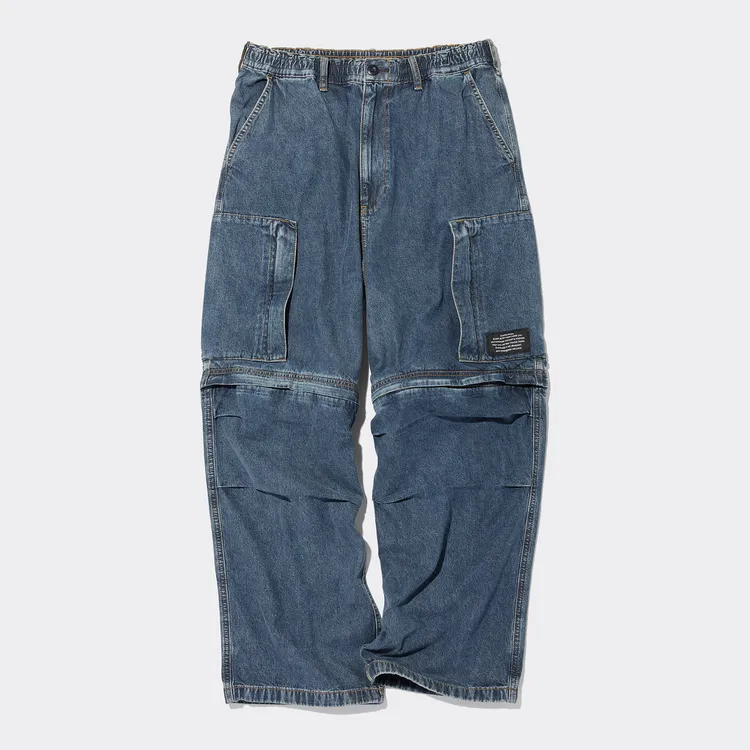 「GU X UNDERCOVER」男裝牛仔2WAY寬版工作褲，1290元。品牌提供