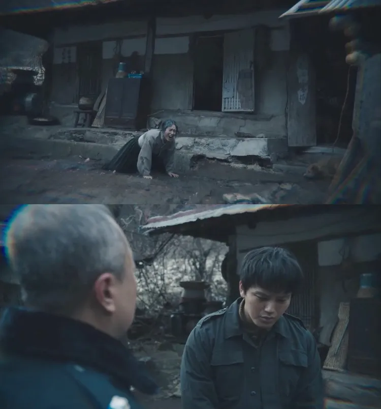 朴志雅在生前最後一部公開的作品《亡命機劫》中飾演呂珍九（下圖右）的母親。翻攝CATCHPLAY