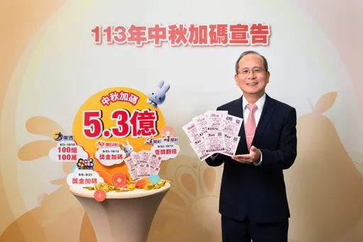 台灣彩券加碼迎中秋　5款遊戲輪番加碼總獎金高達5.3億元