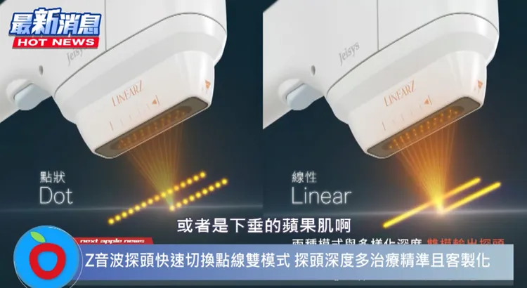 Z音波線性單發不到0.4秒，能快速切換點、線雙模式 探頭深度多治療精準且客製化