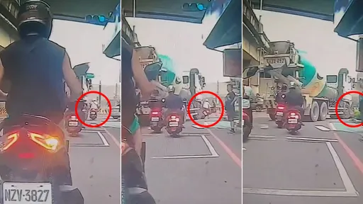 五股預拌車輾女騎士「影片曝光」 她想直走慘遭他右轉擊落