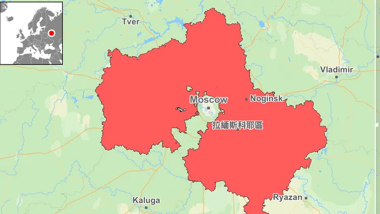 此次俄羅斯遇空襲主要受災區為拉緬斯科耶區。自製地圖