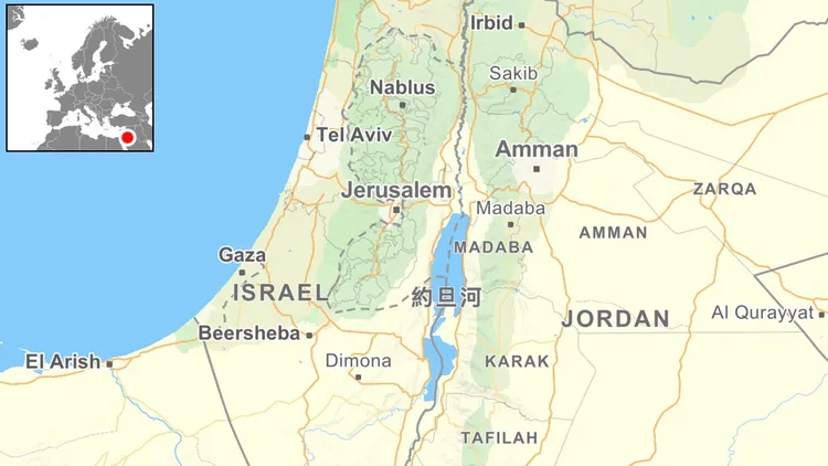 約旦河西岸半島電視台遭突襲。自製地圖