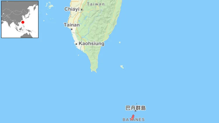 巴丹群島位於台灣南邊。自製地圖