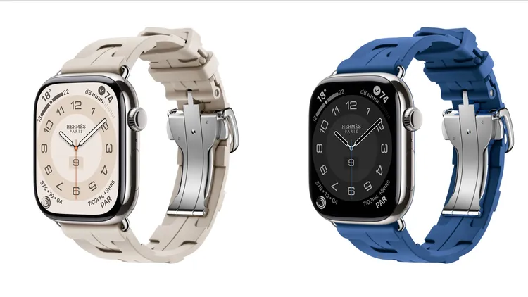 Apple Watch Hermes Series 10，46mm，Kilim Single Tour錶帶，各4萬4200元。品牌提供