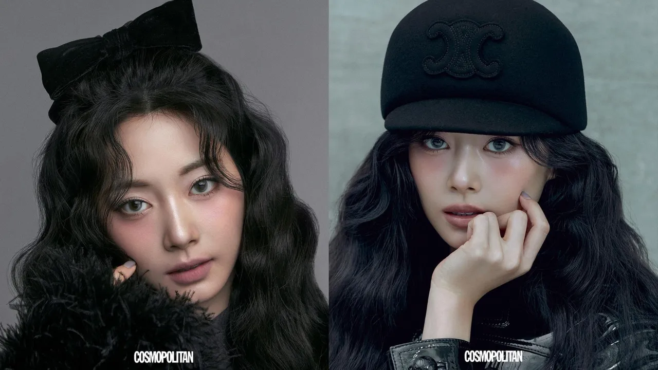 周子瑜拍攝韓國時尚雜誌《COSMOPOLITAN》10月號畫報。翻攝cosmopolitankorea IG