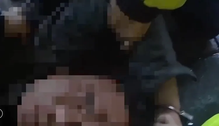 潘男被壓警員壓在地上。翻攝畫面