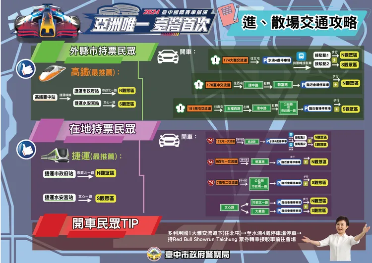 Red Bull Showrun Taichung進場、散場交通攻略。市府提供