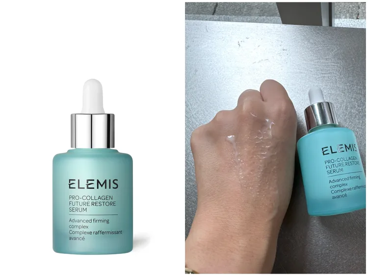 ELEMIS 9月新上市的海洋膠原全能逆時精華一抹就有爆水感。張家玲攝