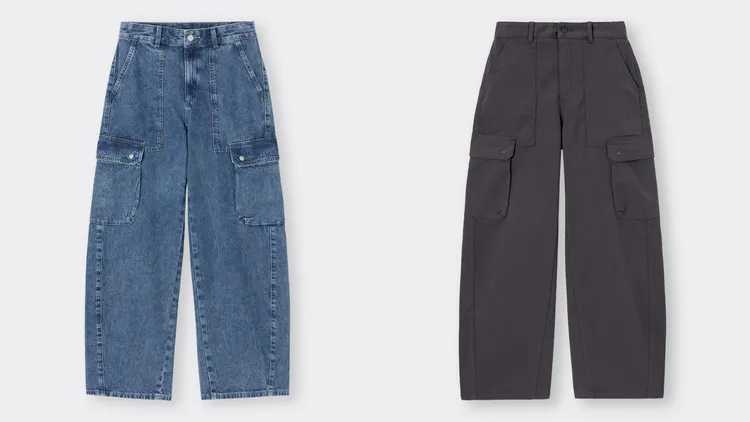 女裝BARREL LEG錐形工作牛仔褲（左）、錐形工作褲（右），各990元。品牌提供