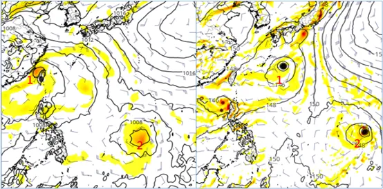 最新（4日20時＿歐洲模式（ECMWF）模擬顯示，下週二（10）晚間20時在台灣北部的擾動較弱、關島西南方則有較佳條件；另美國模式（GFS）所模擬的位置及強度不盡相同。氣象應用推廣基金會