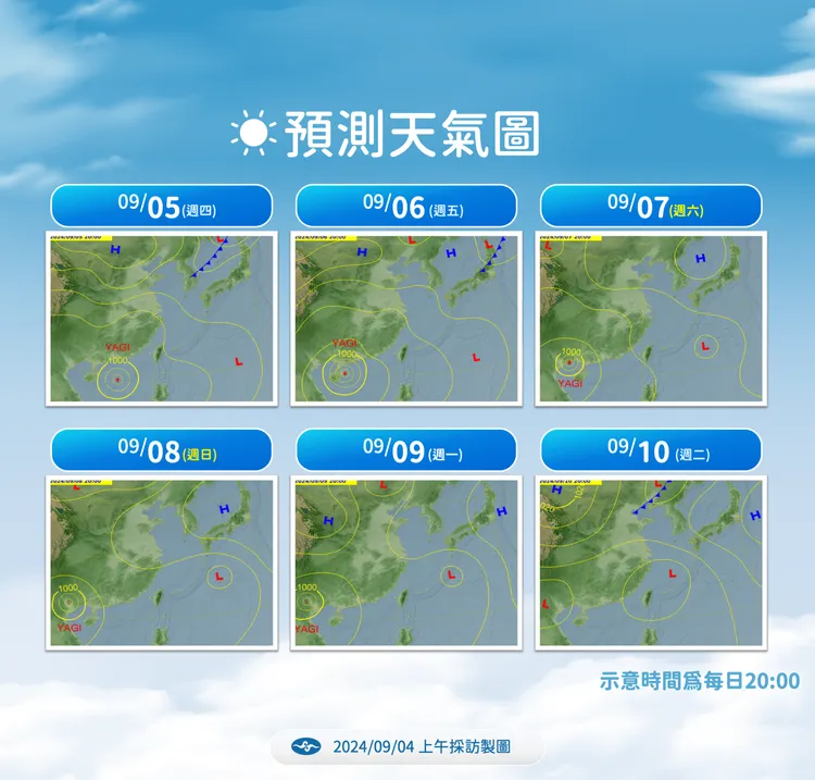 預測天氣圖。氣象署提供
