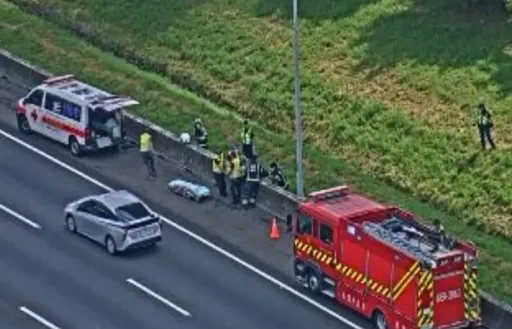 車停五楊高架避車彎 男駕駛突墜橋!倒臥邊坡送醫不治