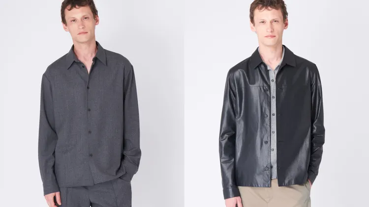 磐石灰羊毛襯衫（左）1萬8500元、風暴黑牛皮l.a.襯衫（右）8萬9500元。品牌提供