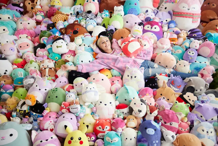 美國伊利諾州的道斯曼擁有1528個Squishmallow玩偶。翻攝guinnessworldrecords.com