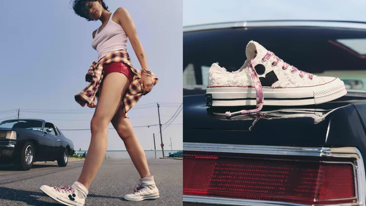 聯名款推出白色低筒休閒鞋。品牌提供