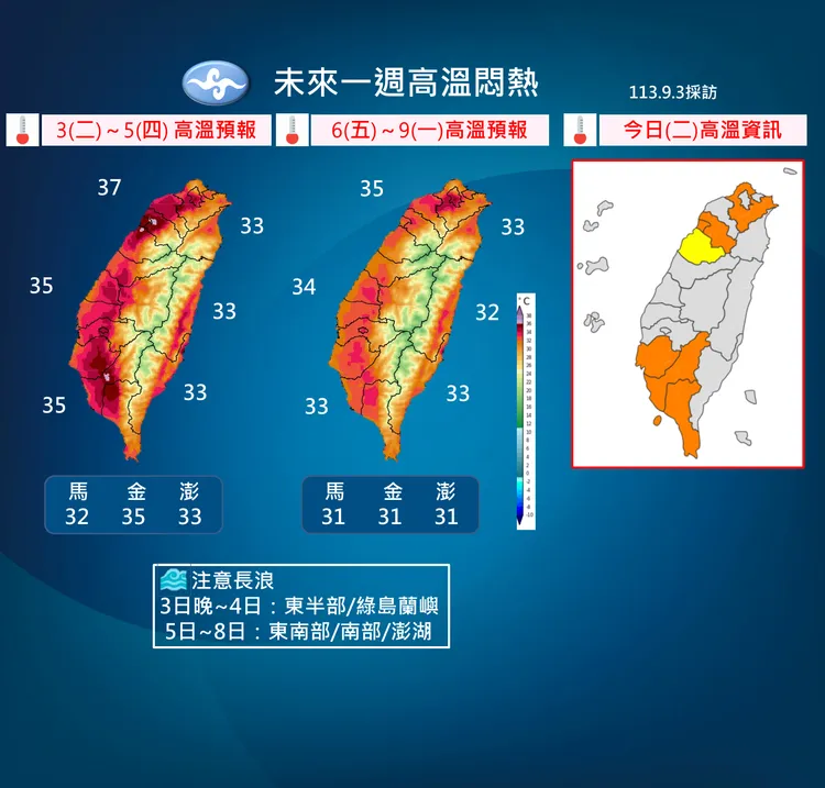 未來一週高溫悶熱。氣象署提供