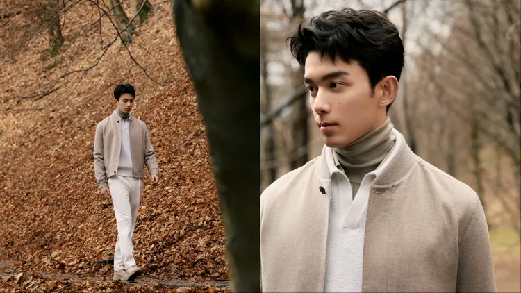 吳磊以淺色系穿搭打造清爽視覺。品牌提供