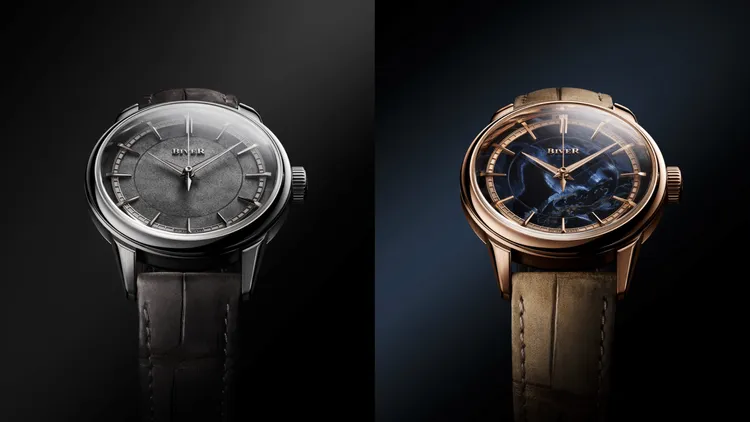 BIVER Automatique三針自動腕錶，39mm，鉑金/18K玫瑰金錶殼，18K白金/玫瑰金實心錶盤（配合錶殼），皮革錶帶，JCB-003自動上鍊機芯，動力儲存65小時，防水深度80米，鉑金款330萬元、玫瑰金款317萬元。品牌提供
