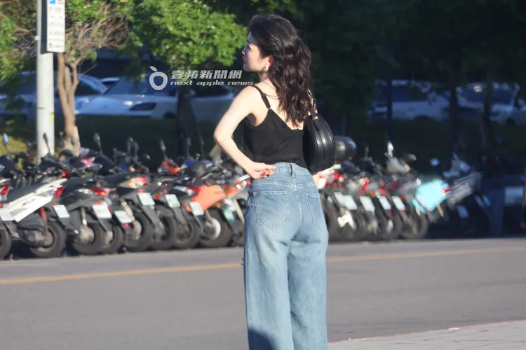 田燕呢手插腰等紅綠燈過馬路。特勤中心攝