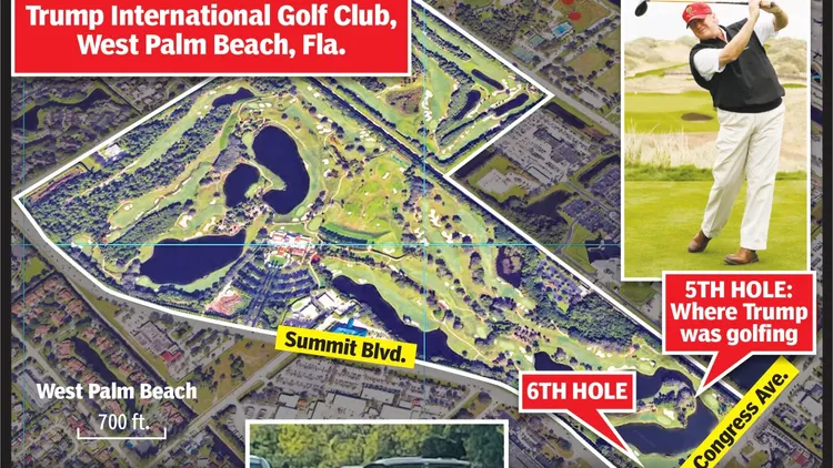 勞斯當時躲在第6洞鐵絲網附近伏擊時被特勤局發現，川普當時正準備前往第6洞。翻攝自《紐約郵報》