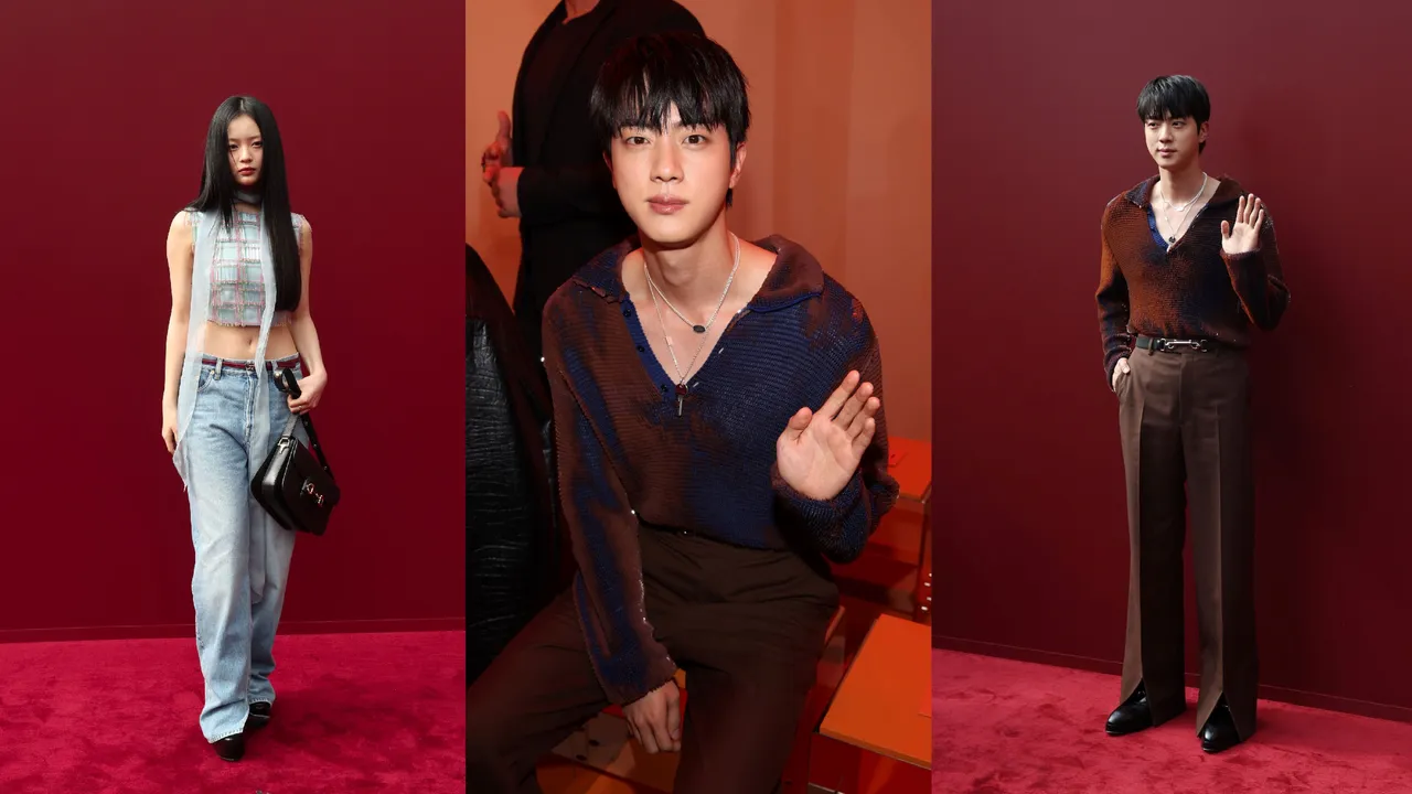 Hanni（左圖）與Jin（中圖與右圖）現身GUCCI 2025春夏秀場。品牌提供