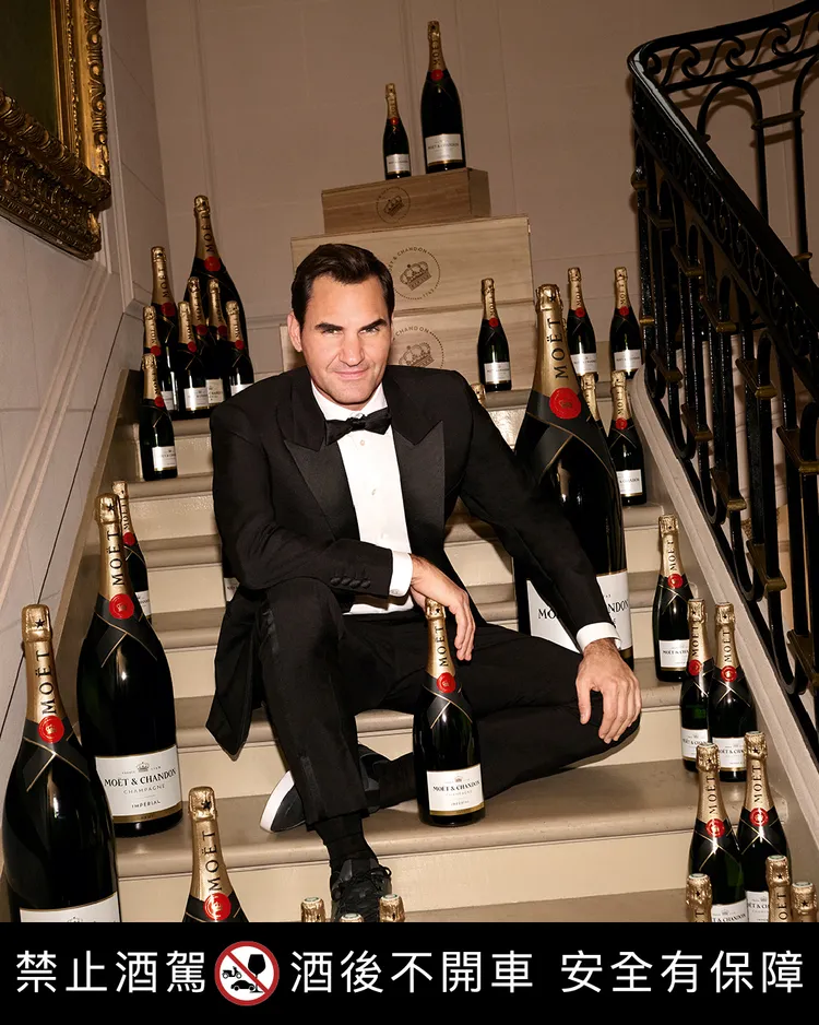 酩悅香檳品牌大使 羅傑· 費德勒。業者提供
