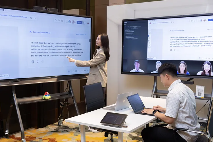 「未來會議室」將搭載TeamOne的AI Summary功能可即時摘要討論重點。ViewSonic提供