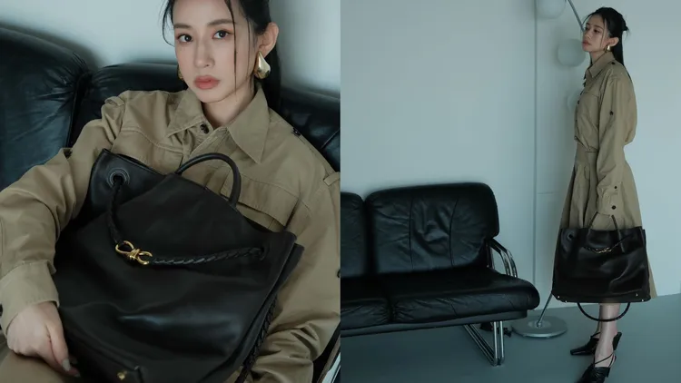 趙岱新日前也證實懷上第二胎，近日她演繹了BOTTEGA VENETA 絲滑皮革款Andiamo包。翻攝趙岱新IG