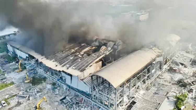 明揚國際工廠爆炸，造成百人傷亡。資料照片