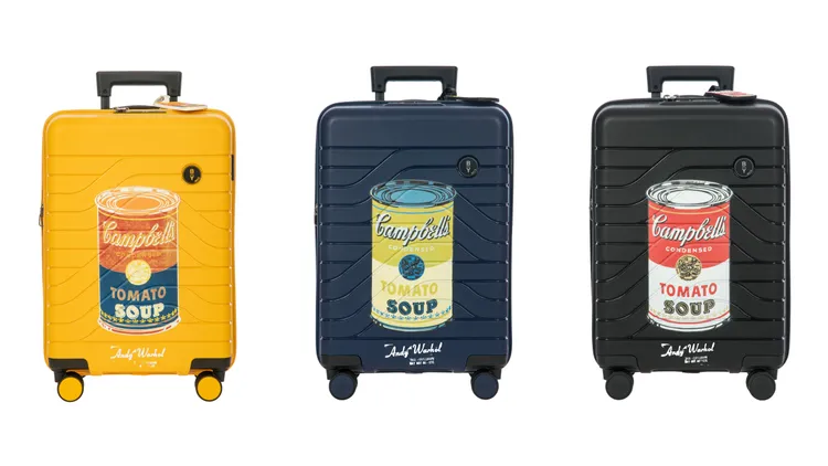 B|Y Ulisse 安迪沃荷聯名擴充拉桿箱（芒果黃、深海藍、黑色），19.5吋／9880元、31吋／1萬1800元。品牌提供