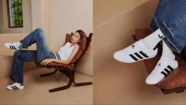 鄭好娟演繹白色的TAEKWONDO鞋款。品牌提供