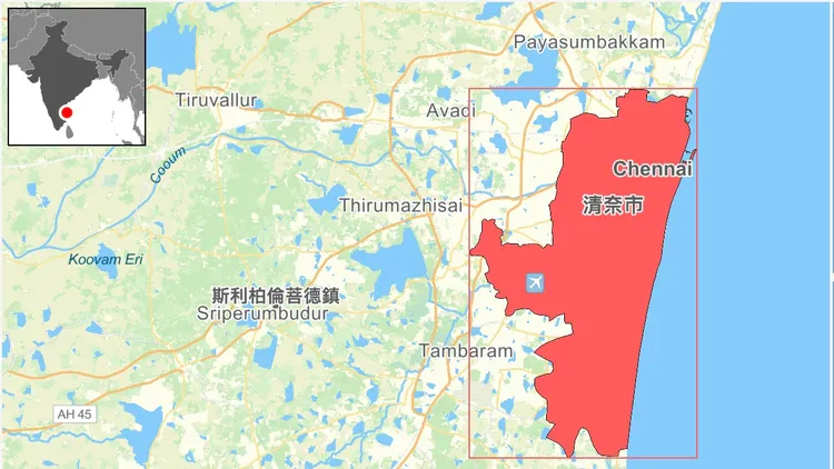 此工廠位於印度清奈市附近斯利柏倫菩德鎮。自製地圖