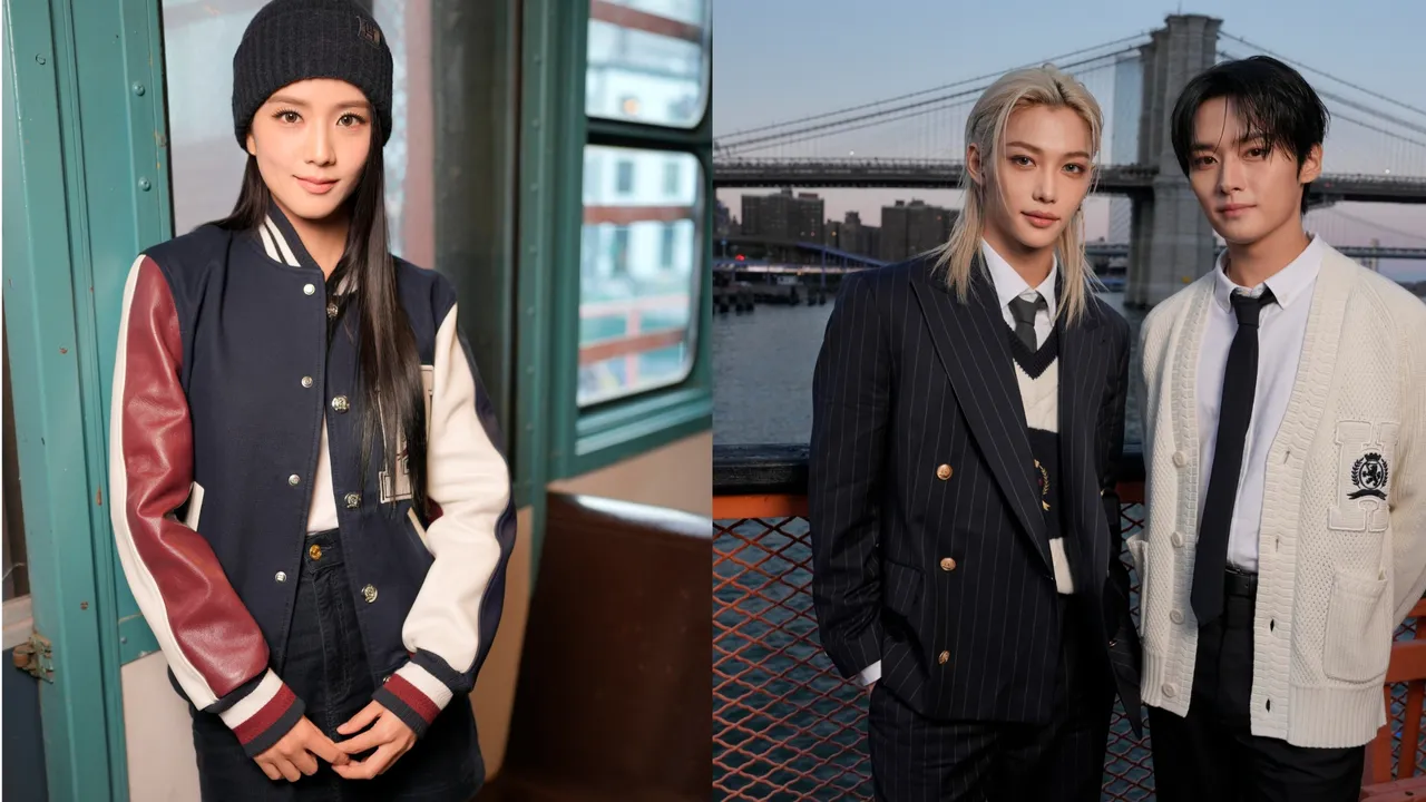 Jisoo（左起）、Felix、Lee Know現身TOMMY HILFIGER春夏大秀。品牌提供